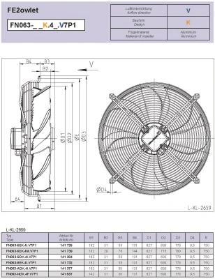 Вентилятор в сборе Ziehl-Abegg FN063-VDK 6N V7P7 купить в Минске | Низкая цена.