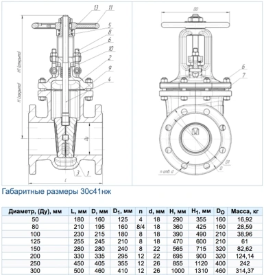 Задвижка стальная 30с41нж DN 100 PN 16